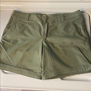 COPY - Green mid-thigh long Anthropologie shorts.